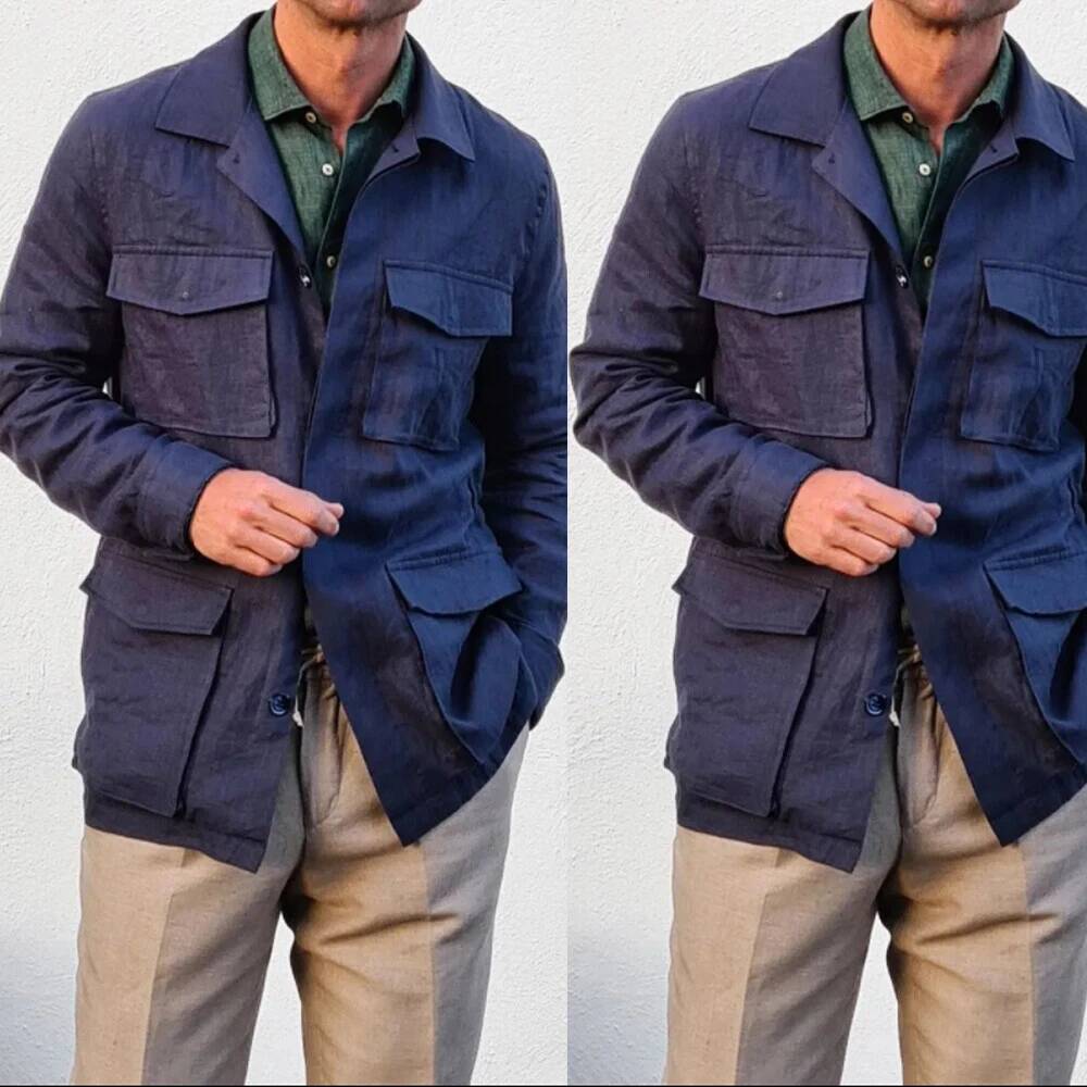 Vintage Linen Men Safari Navy  - đánh giá và giá Safari Outdoor Hunting Jackets