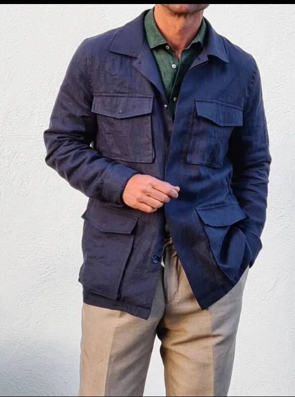 Vintage Linen Men Safari Navy  - đánh giá và giá Safari Outdoor Hunting Jackets
