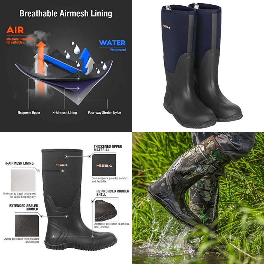 HISEA Men's Rain Boots, Waterp - đánh giá và giá Hunting Outdoor