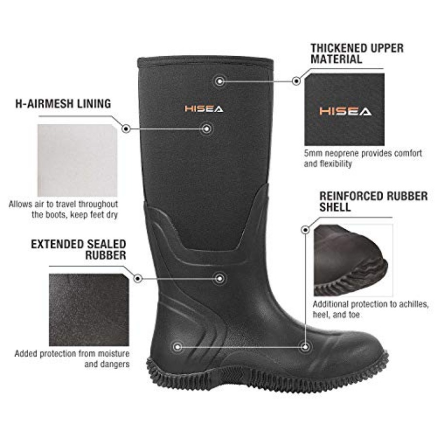 HISEA Men's Rain Boots, Waterp - đánh giá và giá Hunting Outdoor
