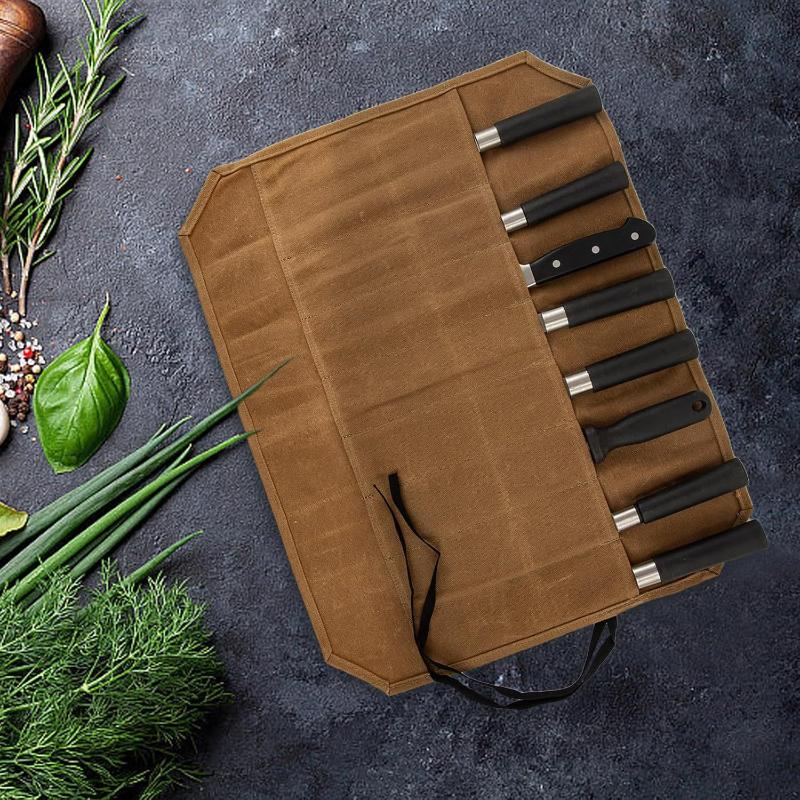 Waxed Canvas Chef Knife Roll M - đánh giá và giá Outdoor Hunting Kitchen