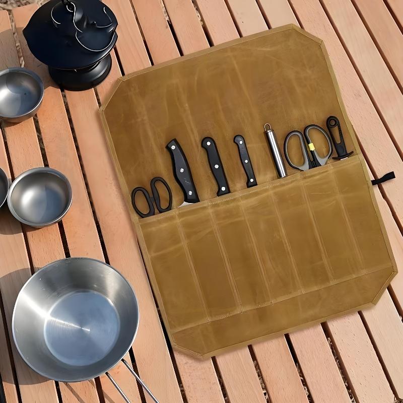 Waxed Canvas Chef Knife Roll M - đánh giá và giá Outdoor Hunting Kitchen