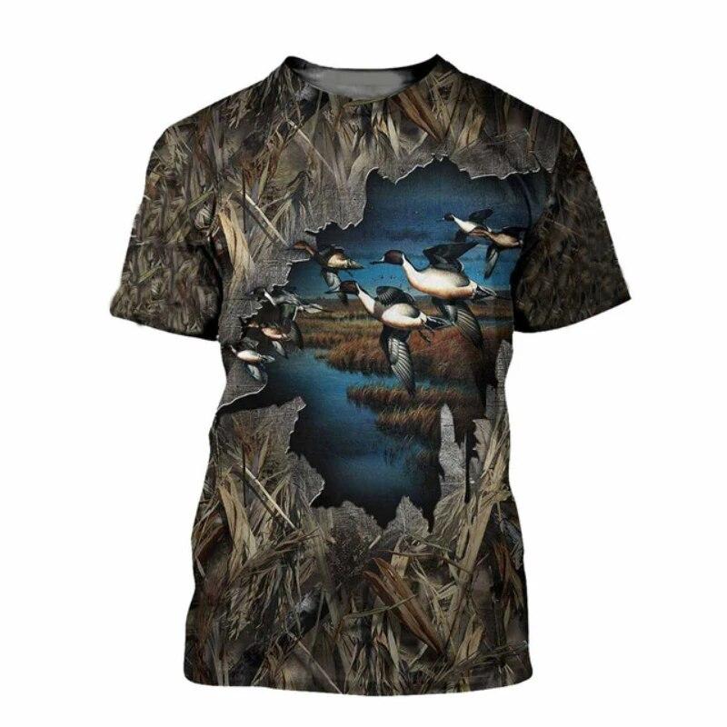 Men Camo Duck Hunting 3D Print - đánh giá và giá Outdoor Hunting Graphic Tees