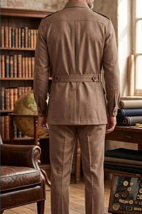 Khaki 2 Pieces Men's Safari Su - đánh giá và giá Safari Outdoor Hunting Jackets
